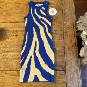 Princess Polly Blue and Cream Knit Mini Dress